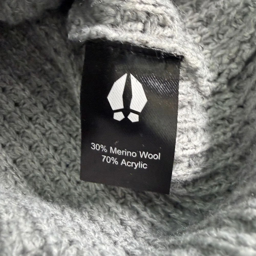 Bearded Goat Sweater Mens Small Grey Odis Boatyard Waffle Knit Merino Wool Blend